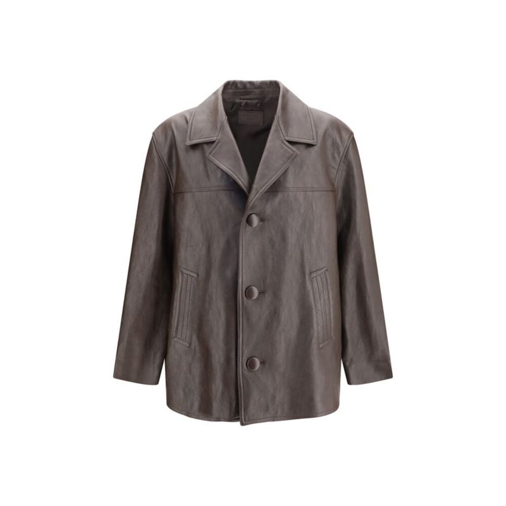 Prada Men Leather Caban Jacket